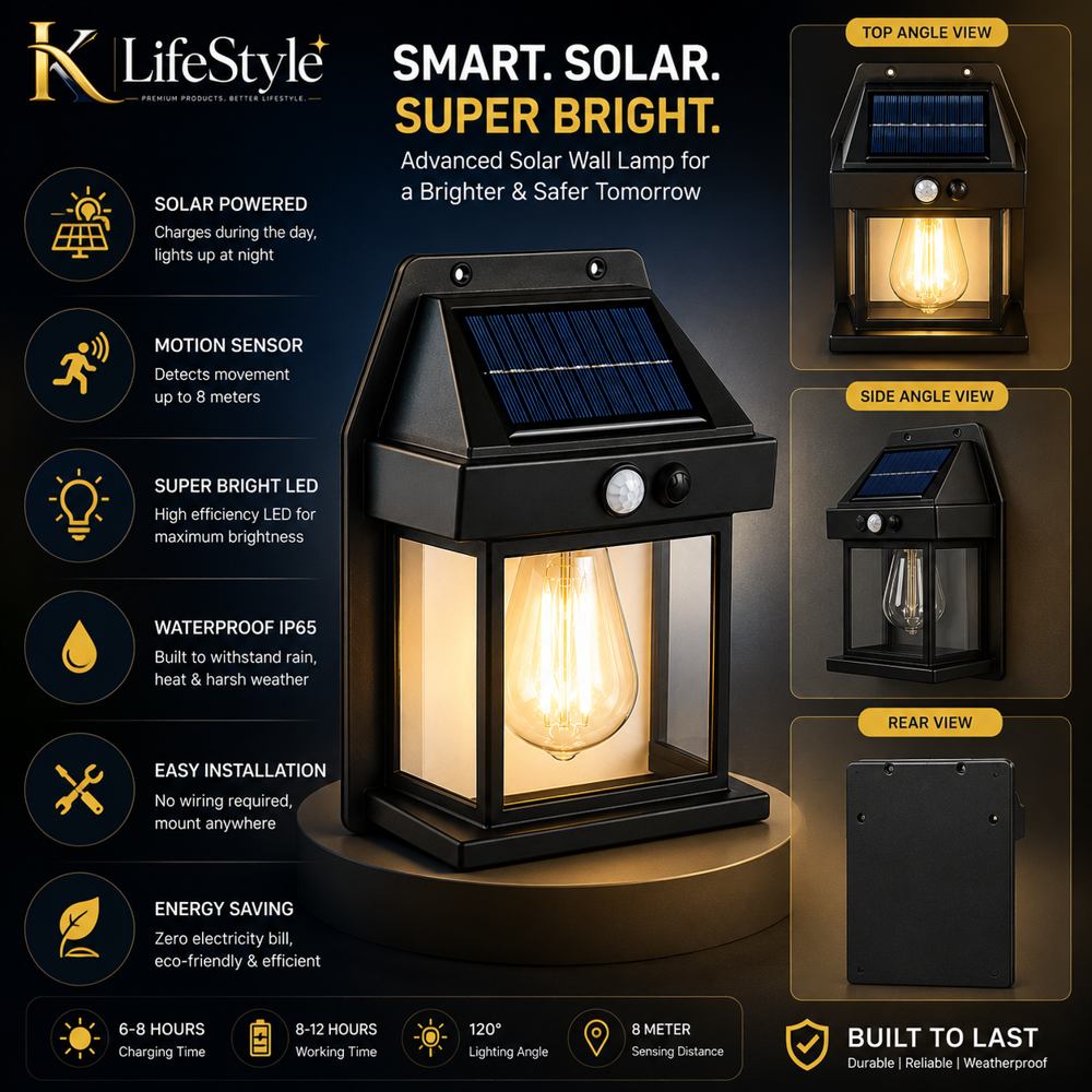 LED Solar Wall Lamp – Waterproof Outdoor Light - IK LifeStyle