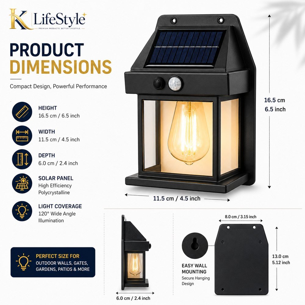 LED Solar Wall Lamp – Waterproof Outdoor Light - IK LifeStyle