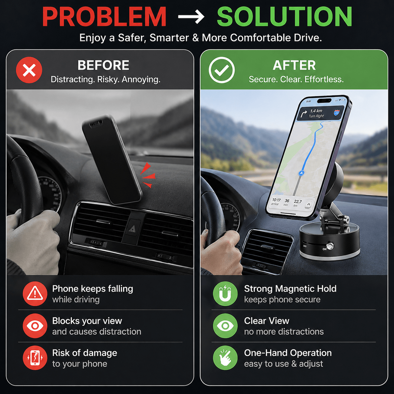 Magnetic Car Phone Holder – 360° Vacuum Grip - IK LifeStyle