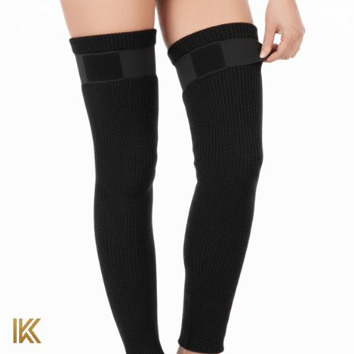 Premium Ribbed Thermal Leg Warmers - Winter Sleeves with Adjustable Straps - IK LifeStyle