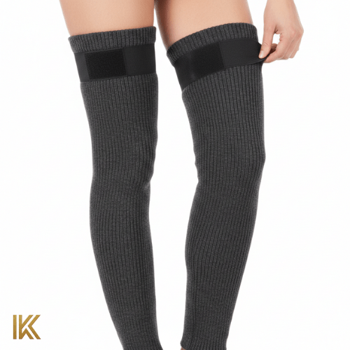 Premium Ribbed Thermal Leg Warmers - Winter Sleeves with Adjustable Straps - IK LifeStyle