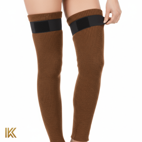 Premium Ribbed Thermal Leg Warmers - Winter Sleeves with Adjustable Straps - IK LifeStyle
