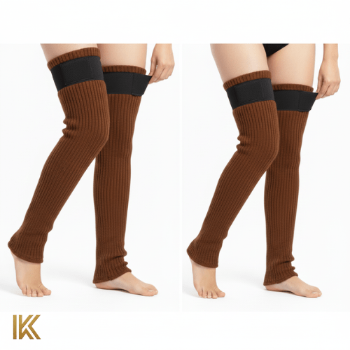Premium Thermal Leg Warmers - Ribbed Knit Over - Knee Winter Socks - IK LifeStyle