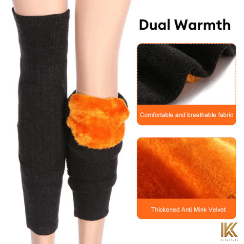 UltraSoft Thermal Leg Warmers - Fleece Padded Knee Support for Winter - IK LifeStyle